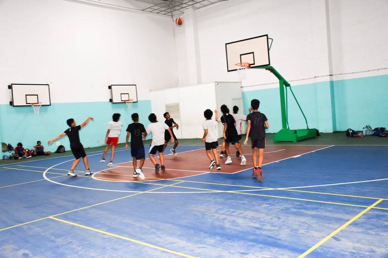 Children at the sports court at Harvest International School, Sarjapur Road